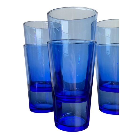 Vintage Libbey Cobalt Blue Drinking Glassware Tumbler Set - Picture 3 of 5
